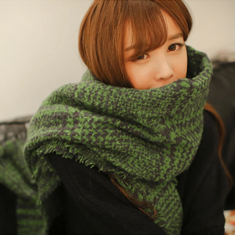 

Mingjiebihuo Autumn and winter Korean version of double-sided Chiro Plaid shawl dual-use female super thick student scarf girls