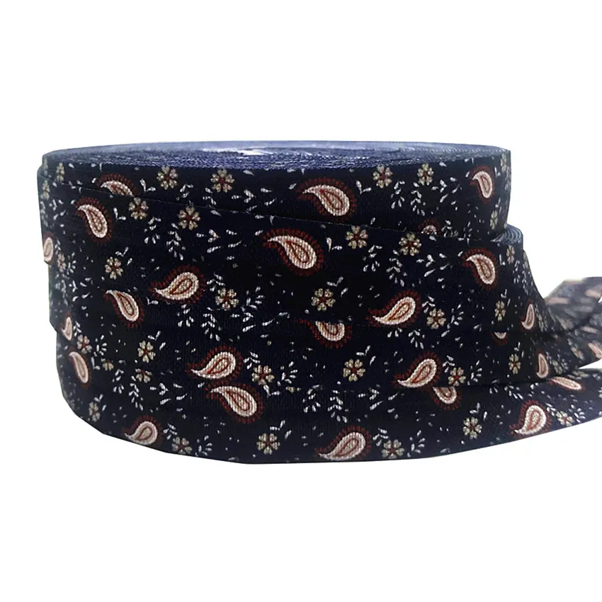 

10yard 15mm Paisley Print Fold Over Elastic FOE Ribbon For Hair Tie Diy Headwear Hair Accessories Wholesale