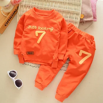 Spring Autumn Children Boys Girsls Clothing Cotton Long Sleeve Letter Sets Kids Clothes Tracksuit Baby T-Shirt Pants 2 Pcs/Suit 3