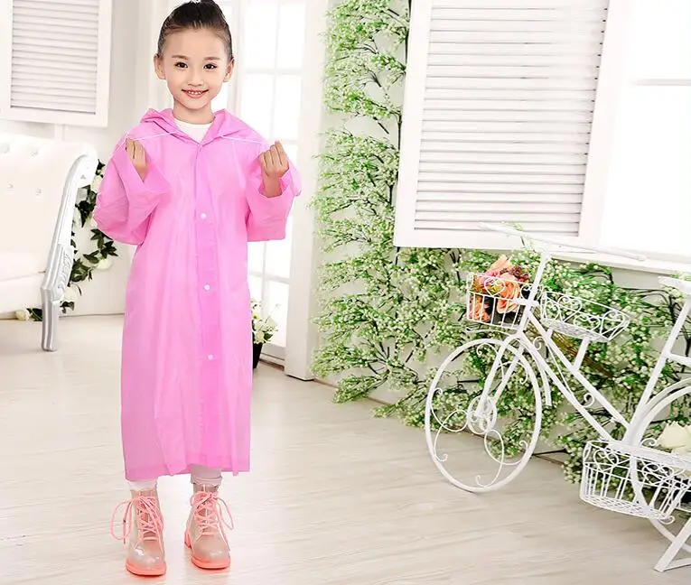 4.Age 6~13 Kids student Hooded Jacket children Girl boy Rain coat Poncho Raincoat Cover Long transparent Rainwear