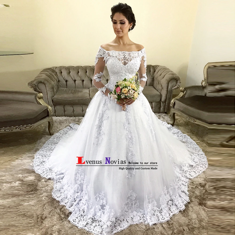 Vestido De Noiva/винтажное кружевное платье невесты с бусинами, сексуальные свадебные платья с длинным рукавом с открытыми плечами, Robe de Mariee Casamento