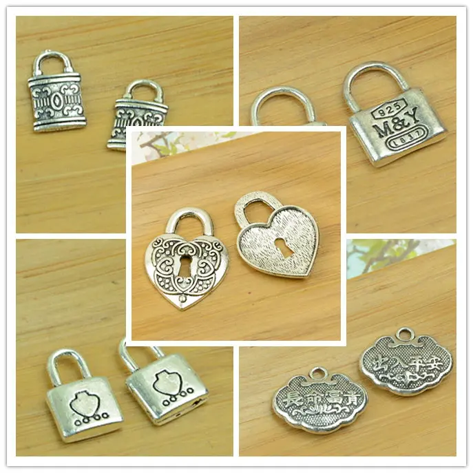 Lock Shape Diy Antique Silver Alloy Charm Pendant Vintage Jewelry
