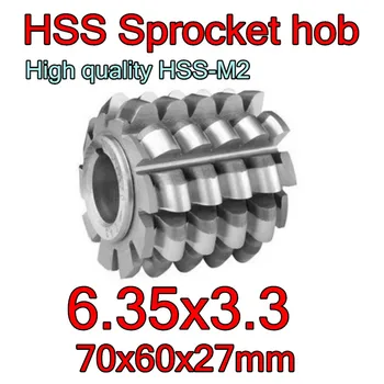 

6.35x3.3 High quality HSS-M2 Sprocket hob Gear hob 70x60x27mm Inner hole 1pcs Free shipping