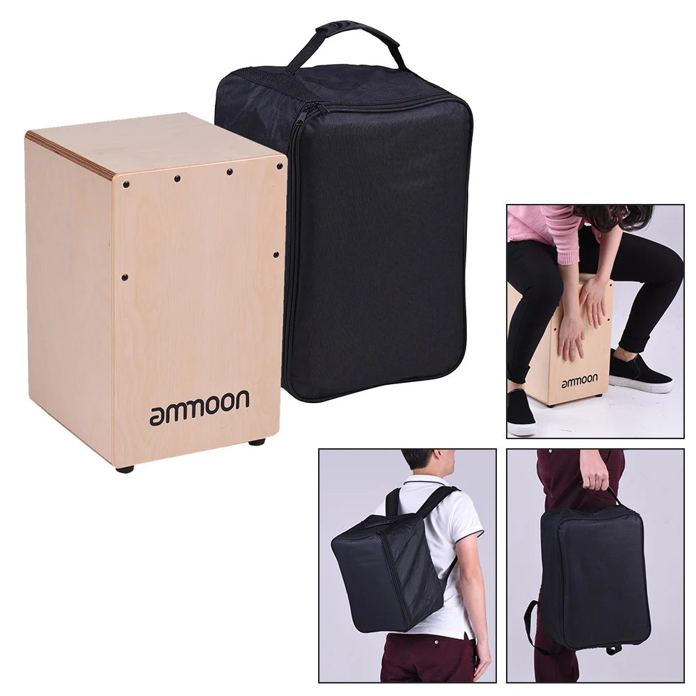 

ammoon Wooden Cajon Box Drum Birch Wood Hand Drum Percussion Instrument with Adjustable Strings Carrying Bag for Children Kids
