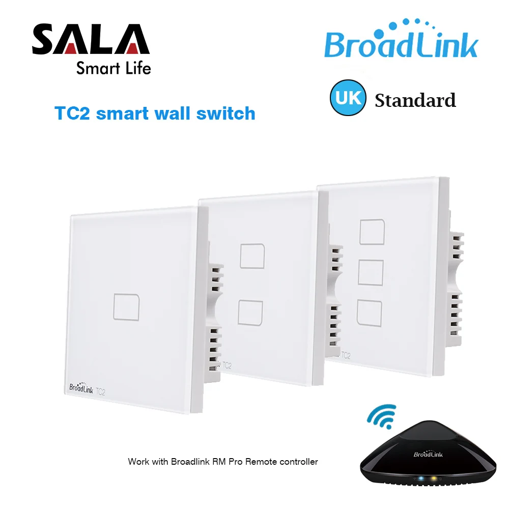 

Original Broadlink TC2 UK Standard RF Touch Panel Switch 123 Gang RM PRO Smart Home Universal Wireless WiFi RF Remote Control