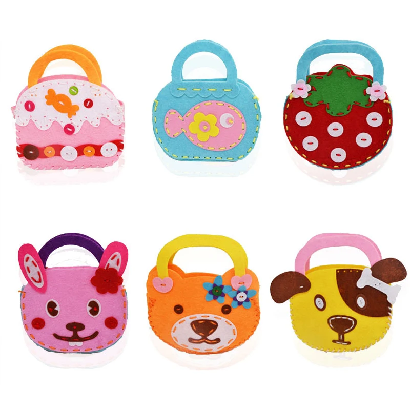6 Style Children Kids Handmade Bags Nonwoven Fabric Puzzles DIY Crafts For Kids Learning And Educational