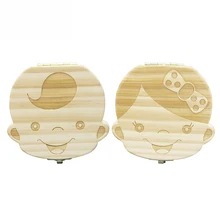 Tooth Box organizer for baby save Milk teeth Wood storage box great gifts 3-6YEARS creative for kids baby face Christmas gifts