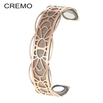 

Cremo Cuff Bangles Bracelets Femme Manchette Stainless Steel Reversible Interchangeable Stripe Pulseiras Femininas