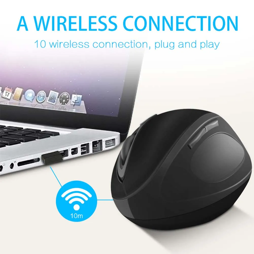 

2.4GHz Wireless Mouse With USB Receiver Adjustable DPI Vertical Mice for Laptop PC Computer QJY99