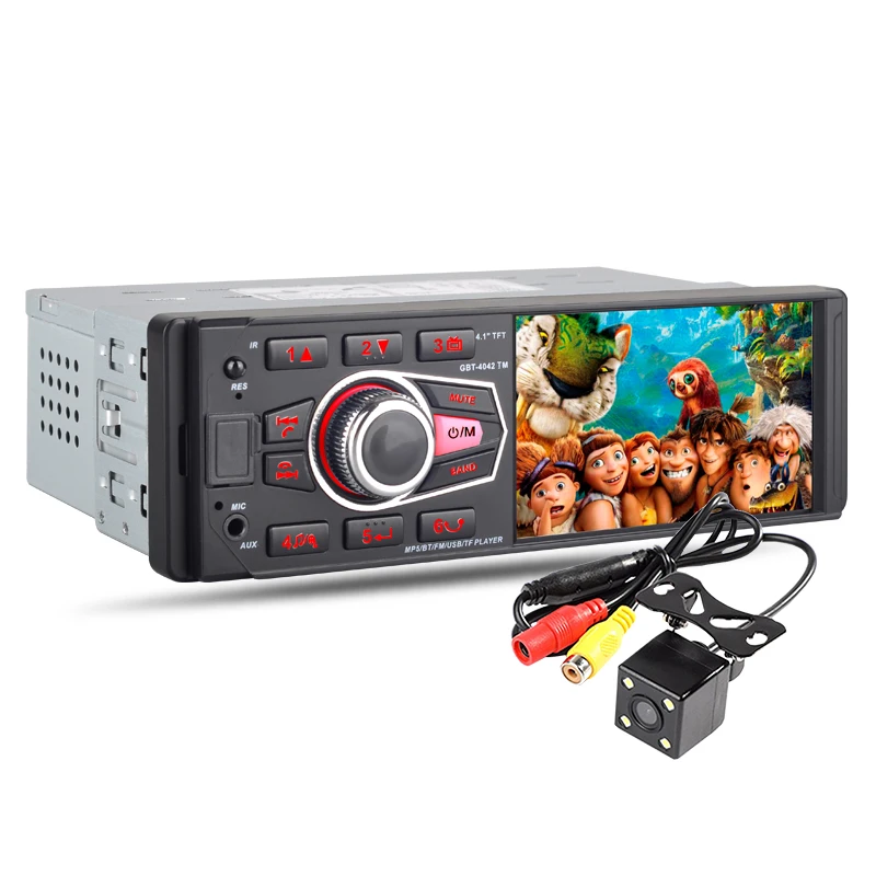 Быстрая зарядка MP5/MP3 сенсорный экран заднего вида автомобиля Радио 1 din 4 дюймов FM радио красочные огни Bluetooth