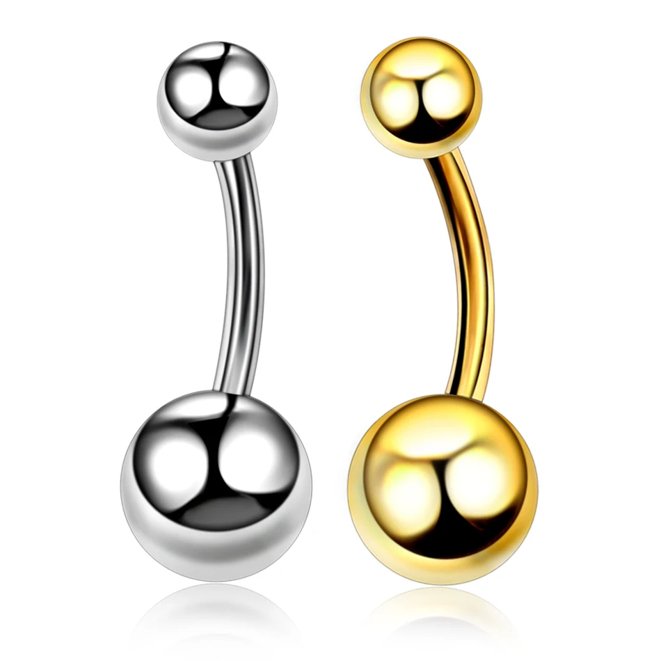 

Hot Sale 1PC G23 Titanium Silver&Gold Curved Barbell Piercing Belly Button Navel Rings Body Piercing Nombril Ombligo Jewelry 14g