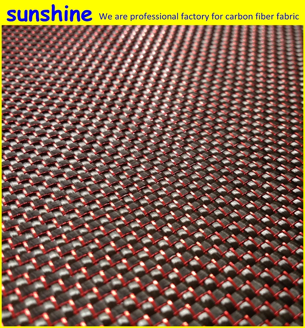 Buy 3k 210gsm Carbon Fiber Cloth Red Red Plain Carbon