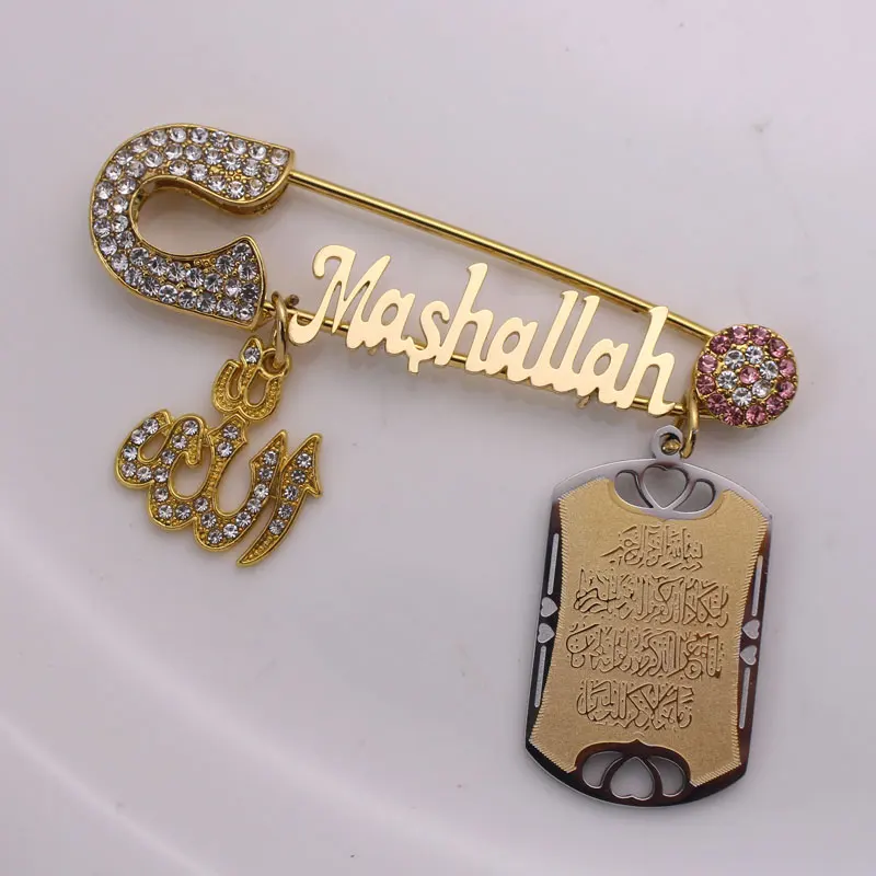 Broche Rose En Acier Inoxydable Pour Bebe Quran Vanyakad Islam Mashallah Mauvais œil Turc Aliexpress