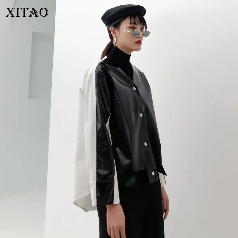 XITAO кардиганы PU дикий жакет Джокера 2019 Корея Мода покрытая пуговица V Шеи