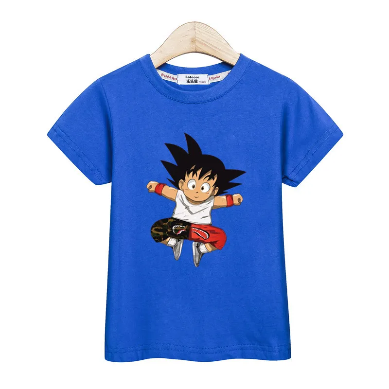 Модная футболка Goku kids Dragon Ball, одежда топы с короткими рукавами для мальчиков, футболки, летняя хлопковая одежда для малышей рубашка для маленьких мальчиков, От 3 до 14 лет