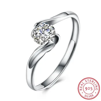 

2018 Classic Luxury Real Solid 925 Sterling Silver Ring Hearts Arrows Zircon Wedding Jewelry Rings Engagement For Women anillos