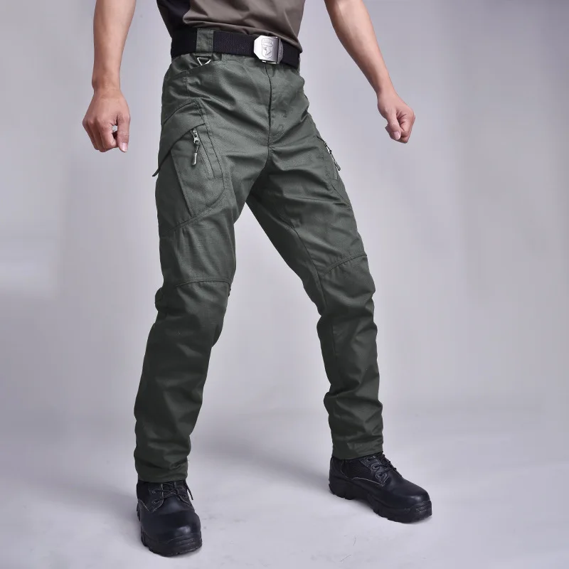 

Multi Pocket Plaid Fabric Military Trouser Army Combat Training Stretch Overalls Men Outdoor Sport Straight Tactical Cargo Pants