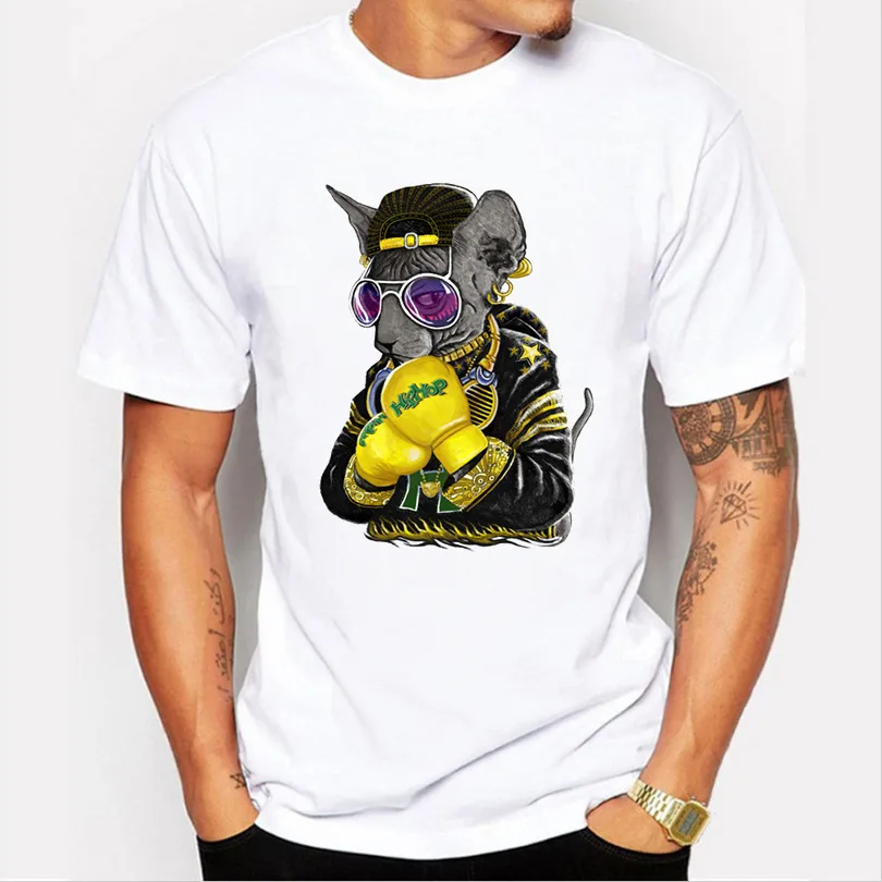 

Men's T-shirts Summer Short-sleeved Cotton White T-shirt Men Tops Fashion Cute Cat 3D print T-shirt Casual O-Neck Tee shirt Male
