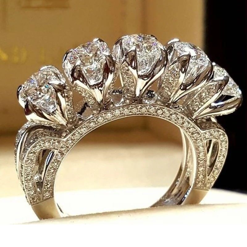Best Selling Creative Five Zircon Engagement Ring for Women Fashion