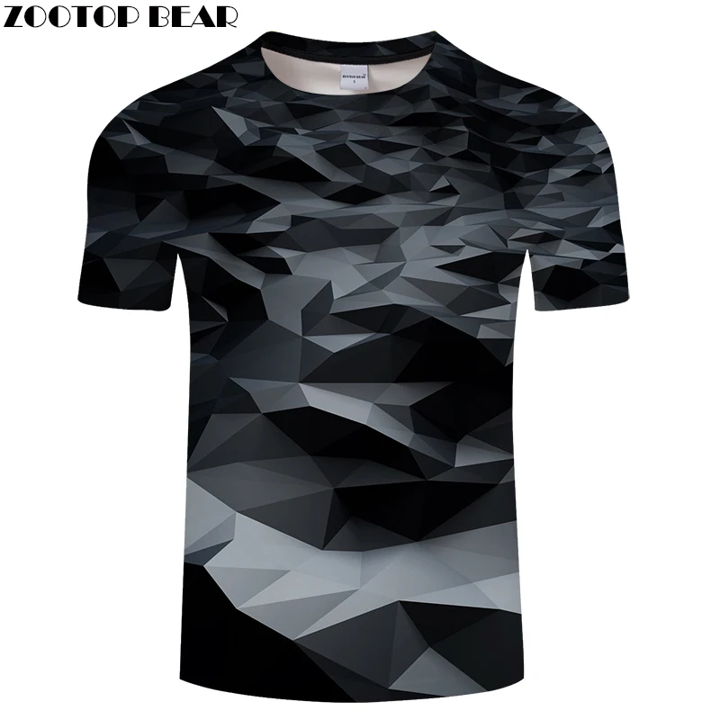 

Summer leisure and comfortable 3d men's print t shirt, irregular shape black pattern print men's and women's t shirt