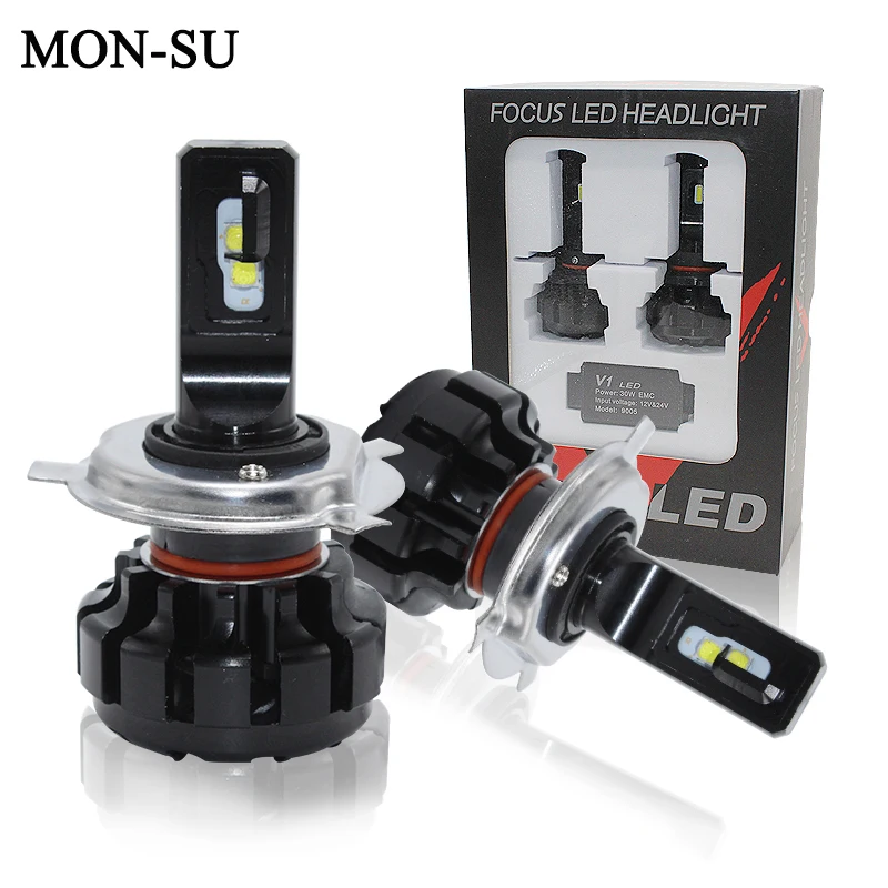 

MON-SU V1 Super Bright Aut Led Car Headlight LED H1 H3 H4 H7 H8 H11 HB3/9005 HB4/9006 9012 Automobile Headlamp Fog Light 12V