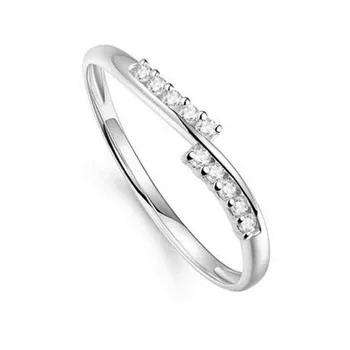 

Solid 14k White Gold 1.5mm Round Cut Natural White Sapphire Engagement Ring Wedding Band Fine Jewelry Size 3.5-12