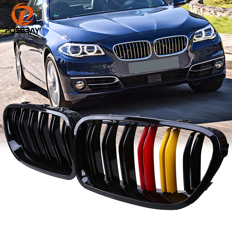 cheap POSSABAY Front Bumper Center Grilles for BMW 5 Series F10 528iX 530d 550iX Hybrid 5 Sedan 2010 2016 Gloss Black Red Yellow Grill