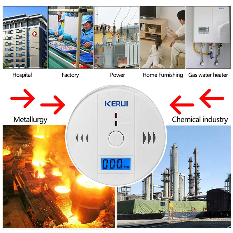 KERUI 3 шт. lcd CO датчик газа детектор угарного газа Indenpendent работа Угарный газ сигнализация для домашней безопасности пожарная