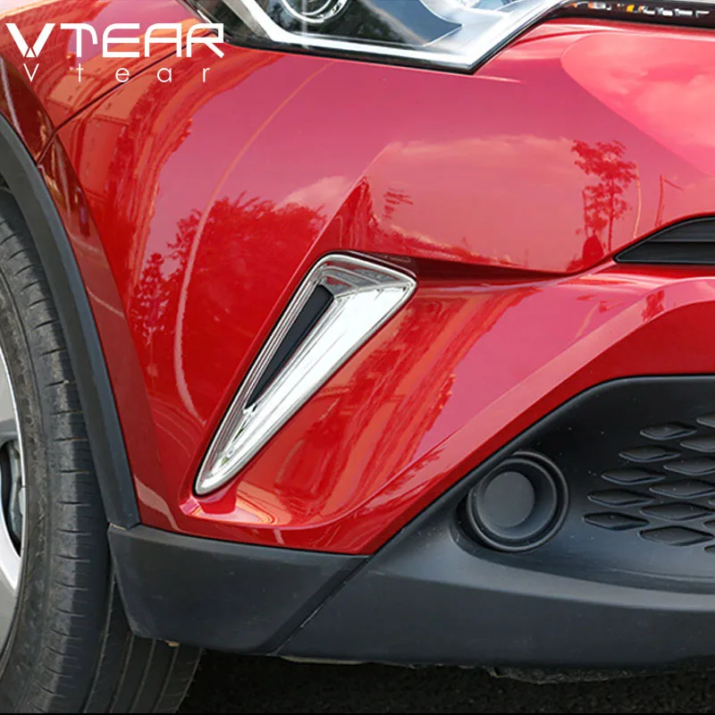 

Vtear For C-HR CHR 2017 2018 2019 accessories Front fog lights frame trim cover ABS Chrome Exterior decoration Chromium Styling