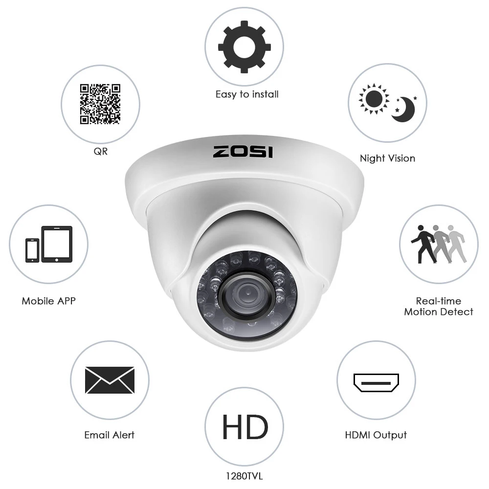 ZOSI 4 канала полный 1080P HD-TVI рекордер чехол DVR комплект CCTV система с 2MP ИК фильтр Открытый ночного видения купольная видеокамера