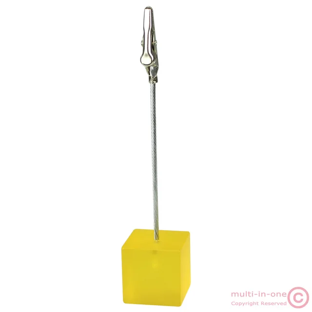 Color Cube Stand Alligator Wire Photo Clip,Memo Card Holder,Table Wedding Party Place Favor,Customized Gift Note Clamp yellow