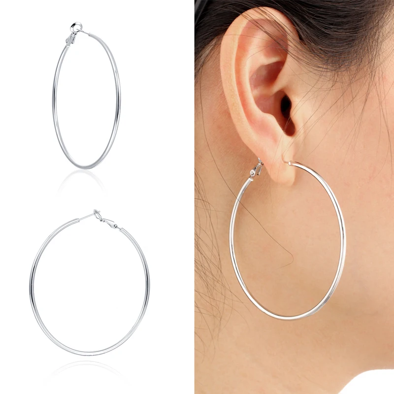 Женские серьги кольца в стиле хип хоп большие круглые желтого белого и золотого