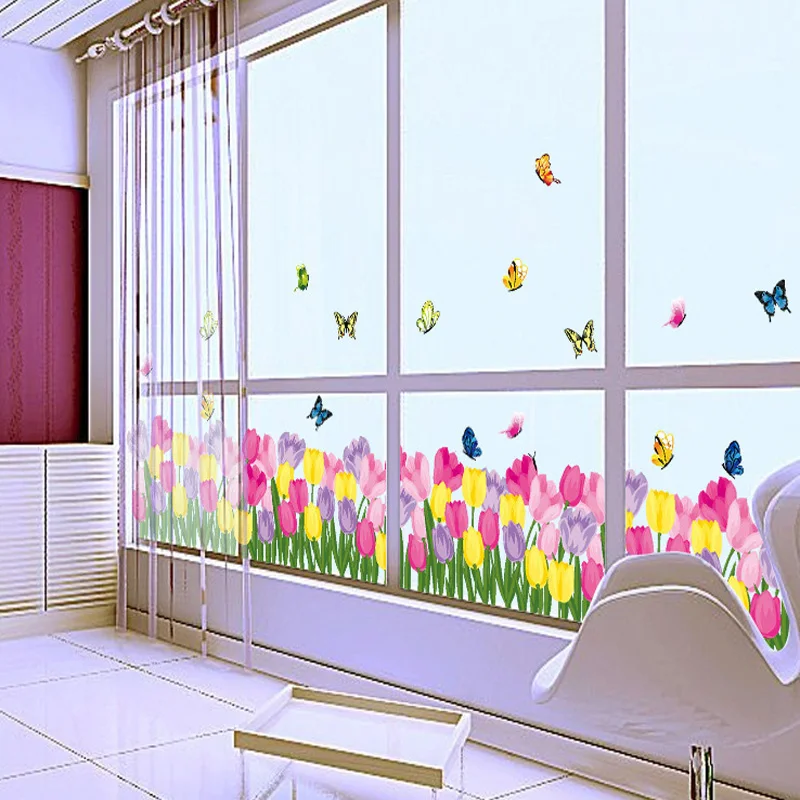 Very nice butterfly tulip Skirting wall decoration stickers for Living room kitchen Glass window Baseboard wall stickers Very nice butterfly tulip Skirting wall decoration stickers for Living room kitchen Glass window Baseboard wall stickers