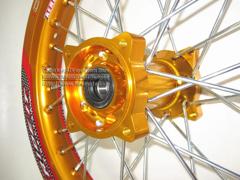 1,85x14 дюймов задние диски алюминиевый сплав дисковая пластина колеса диски золото ЧПУ Концентратор 1" 32 спицы для грязи велосипед ямы колеса запчасти