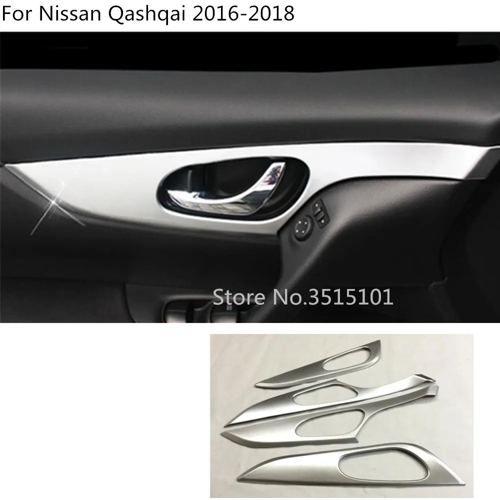 Car cover trim ABS chrome door inner built handle bowl frame lamp molding 4pcs For Nissan Qashqai 2016 2017 2018 | Автомобили и