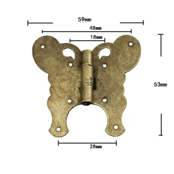 

Brass Butterfly Hinge Decor Door Hinges Wooden Gift Jewelry Box Hinge Fittings for Furniture Hardware+Screw,59*53mm