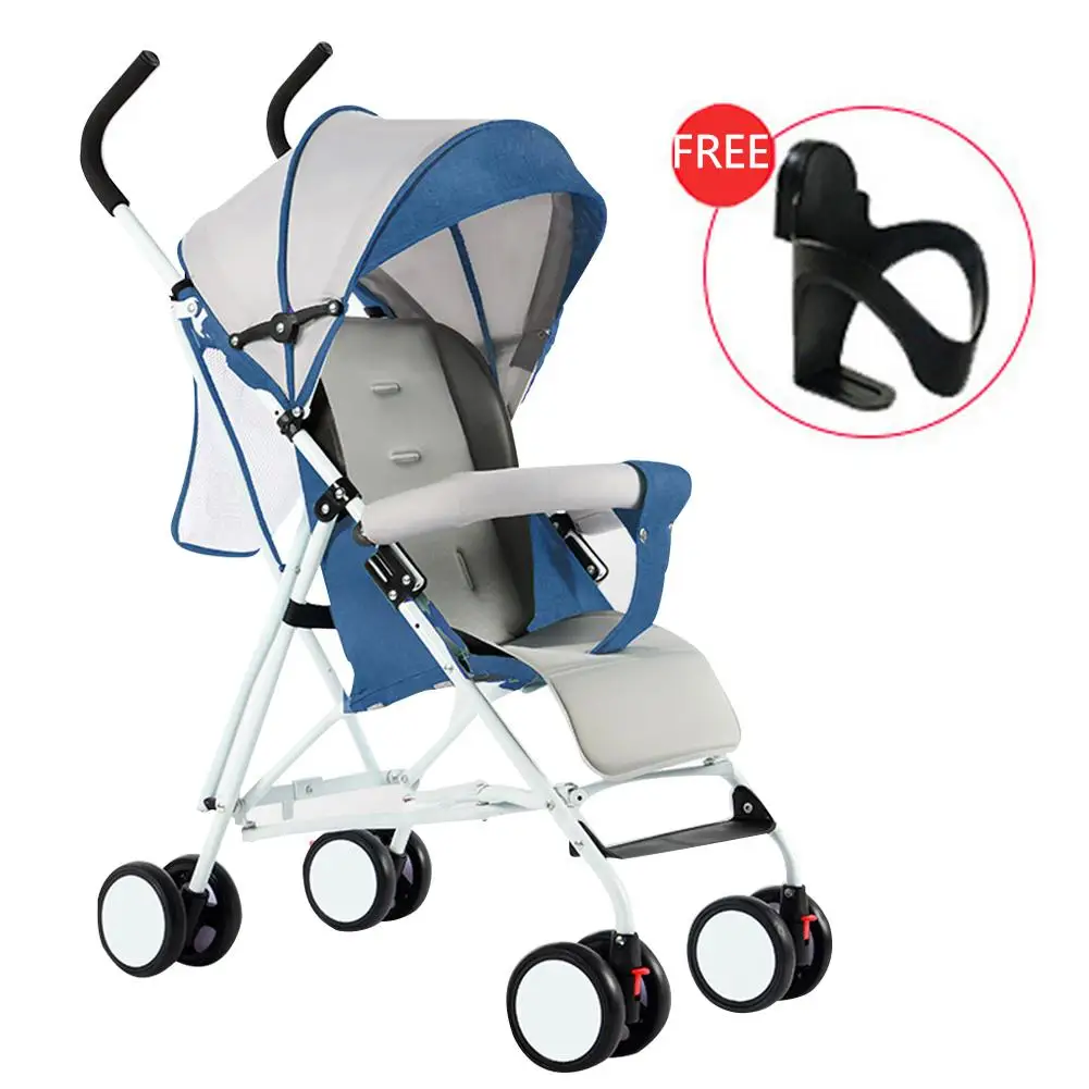 Kidlove Легкая Складная Противоударная детская коляска с 4 колесами, амортизатор, складная детская коляска, детская люлька, От 0 до 3 лет - Цвет: denim blue
