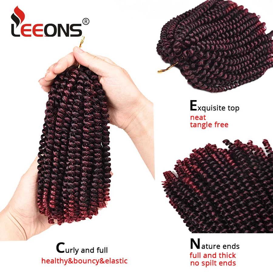 Leeons Kanekalon Crochet Hair Braids 8Inch Soft Spring Twist Hair Extension Micro Synthetic Curly Weave Crochet Braids 30Roots