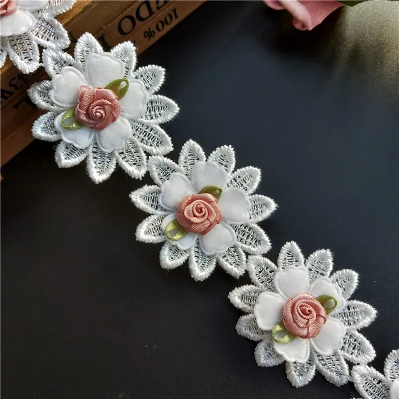 3D Rose Flower Lace Trim Applique 10X Sewing Supplies Craft Handmade Wedding Decoration lace ribbon lace sewing supplies lace sewing accessories lace decoration lace accessories lace garment accessories