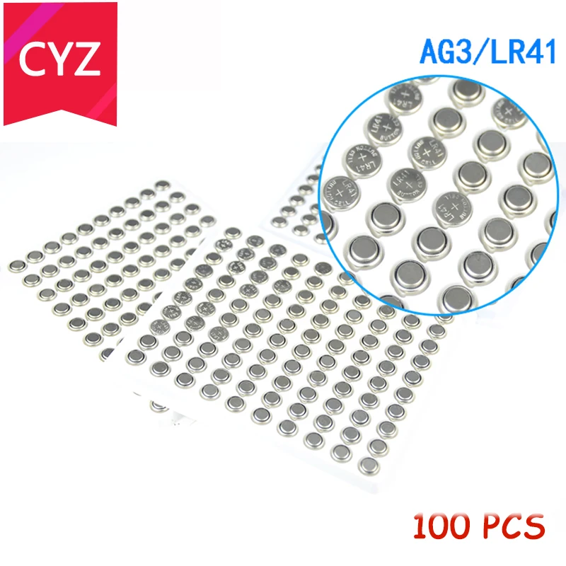 

100PCS/Lot LR41 lr41 AG3 SR41W 392 192 GP192A LR736 Button Watch Battery Cell Cion button Batteries for toys watches clocks