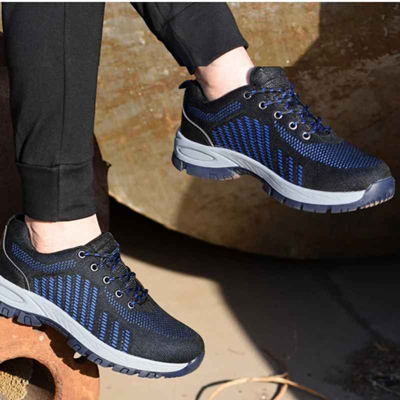 

Safety Sneakers Industrial Construction Shoes Lightweight Breathable Anti-slip Waterproof Rubber Outsole Steel Toe Work Shoes