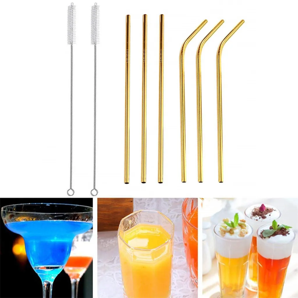 

Creative Stainless Steel Reusable Drinking Straws For drinks 8 Pieces Of Coffee Reusable Drinking Straws Brush Stainless Steel