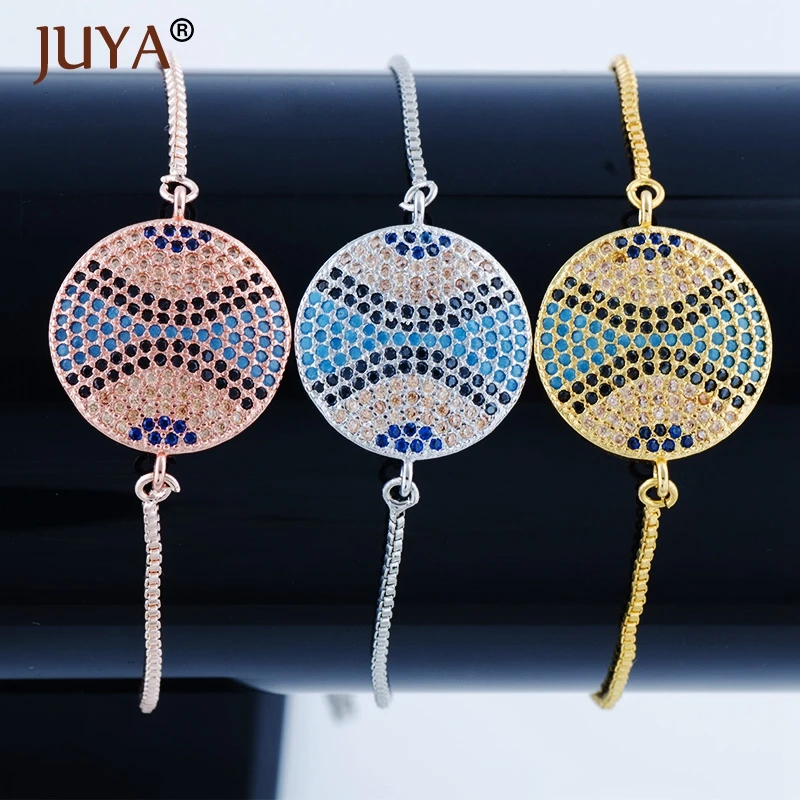 

pulseras mujer moda 2017 high quality copper metal inlay multicolor CZ rhinestone round charms bracelets for men women gift