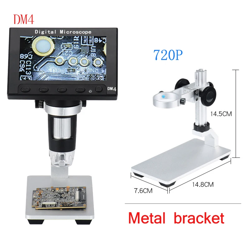 1000x2,0 Мп цифровой электронный микроскоп 4," ЖК-дисплей Дисплей VGA микроскоп с 8 светодиодный подставка для материнская плата(PCB), ремонт - Цвет: DM4 720p