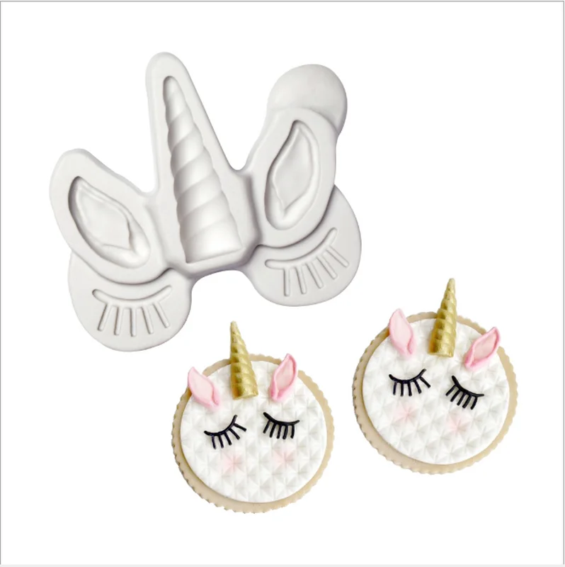 

Unicorn Ear Eye Horn Silicone Mold Cupcake Decoration Fondant Mold DIY Party Cake Decorating Tool Candy Chocolate Mould