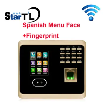 

Free Shipping Spanish Menu Face Time Attendance Fingerprint Time Attendance tcp/ip+wifi Biometric Face Time Recording Attendance