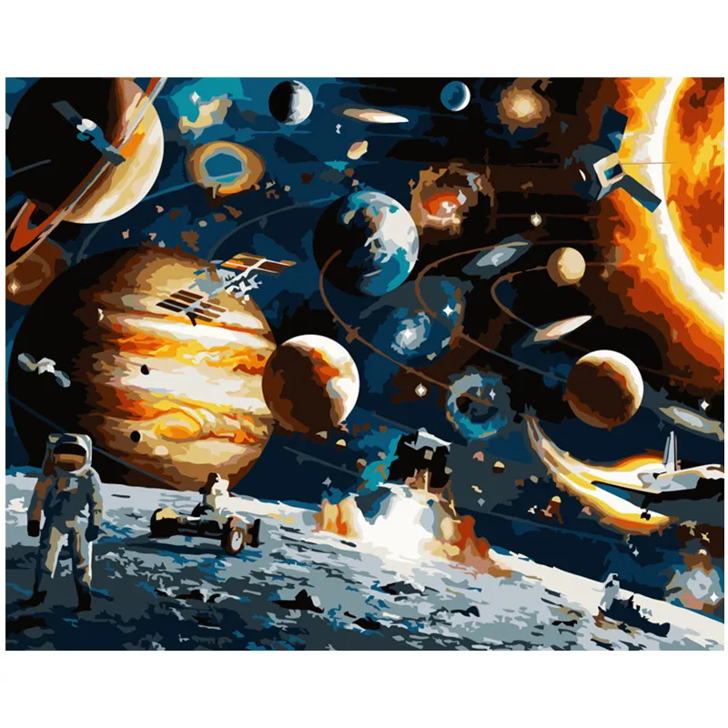

Painting By Numbers DIY Dropshipping 40x50 50x65cm Strolling in fantasy space Scenery Canvas Wedding Decoration Art picture Gift