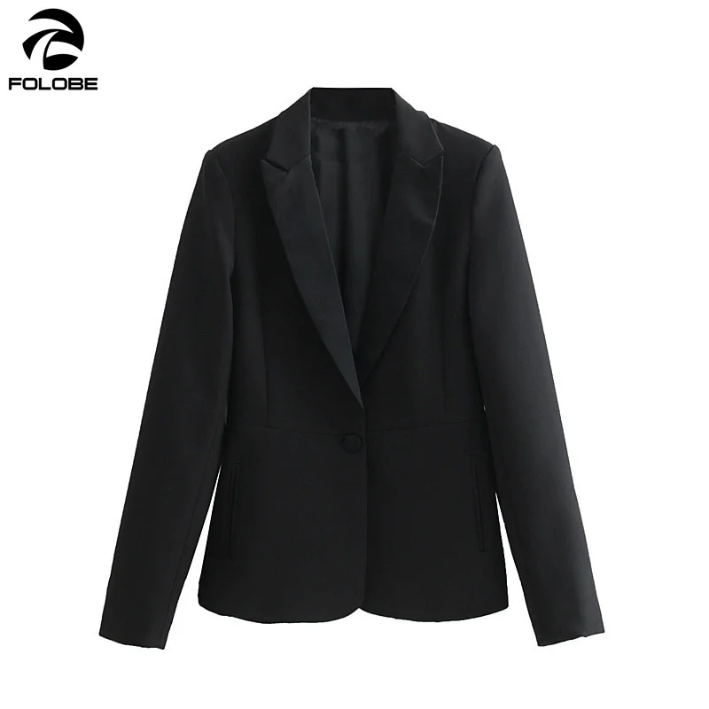 

FOLOBE Fashion Spring Women Blazers and Jackets Work Office Lady Suit Slim Black Single Button Business female blazer Coat