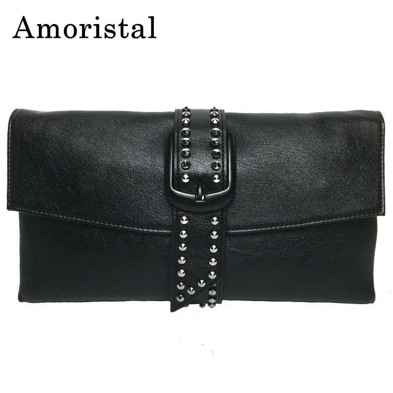 

Rivet Hand Bag Women Clutch Bags Fashion Casual 2019 New Chain Envelope Bag Shoulder Messenger Bags Female Solid Color B273