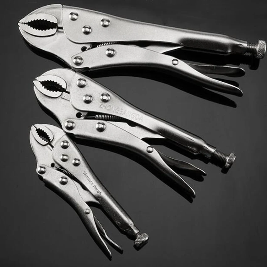 

5/7/10 Inch Vigorously Flat Pliers Hand Tools with Smooth Handle and Round Clamp Mouth Fast Fixing Clamp